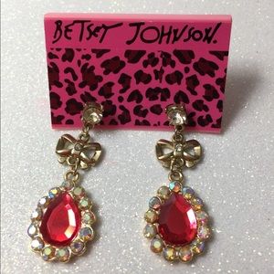 Betsey Johnson Red Dangle Earrings - Used